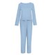 thumbnail image 4 of ICHUANYI Clearance 2PC Fashion Woman Solid Long Sleeve Blouse +Loose Pants Sets(Blue, XXL) ICHUANYI WER2023080805191, 4 of 6