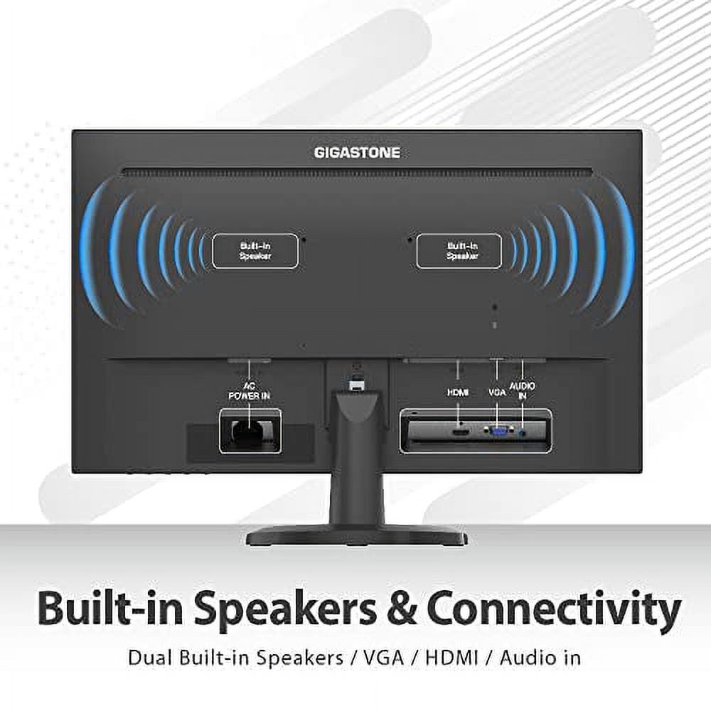 Gigastone 23.8 inch IPS Computer Monitor, FHD 1080p 75Hz PC Monitor, 3-Sided Frameless 178° Wide Viewing Angle, 5ms Response Time Gaming Monitor, Tilt Adjustment, World Class Eye Care Technology