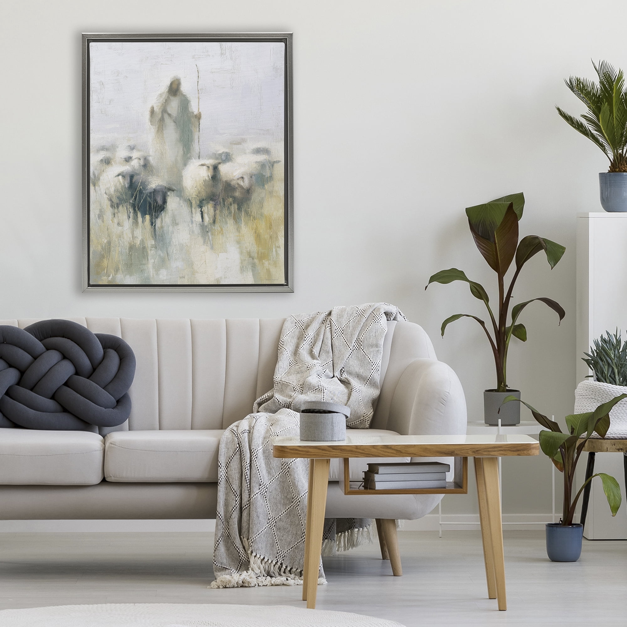 Stupell Industries The Gentle Guide Shepherd Gray Framed Floater Canvas Wall Art, design by Svetlana Aleynikova