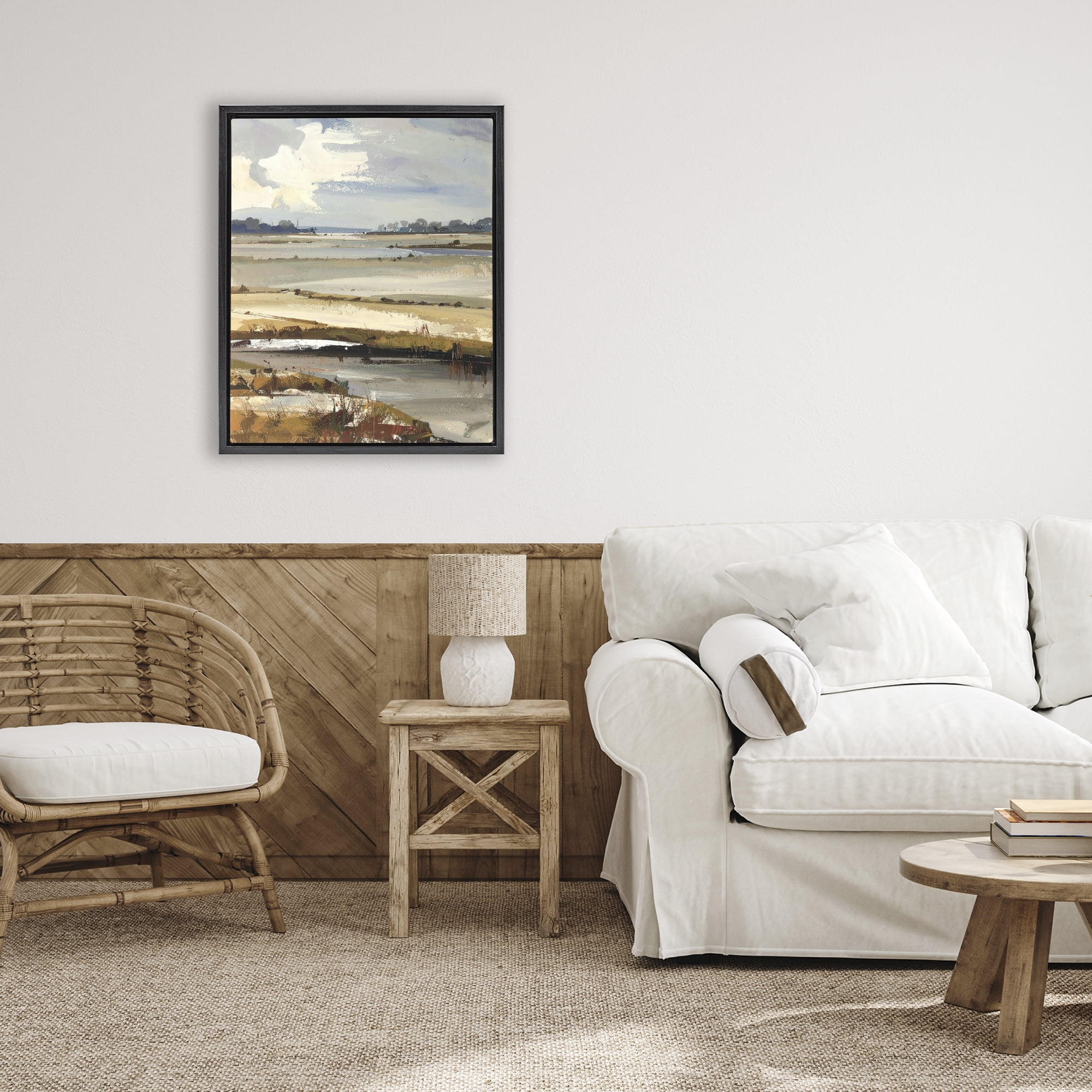 Stupell Industries Earthy Distant Horizon Black Framed Floater Canvas Wall Art, design by Alonza Saunders
