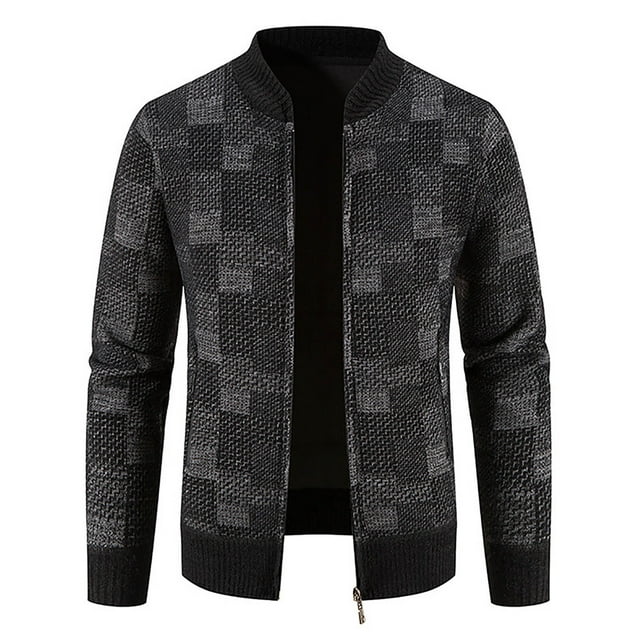 Qertyioot Veste Décontractée d'Hiver pour Hommes Col Montant Manches Longues Manteau de Mode Chaud