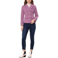 thumbnail image 3 of INSPIRE CHIC Women's Winter Worsted Notched Lapel Double Breasted Overcoat XL Grey Purple, 3 of 7