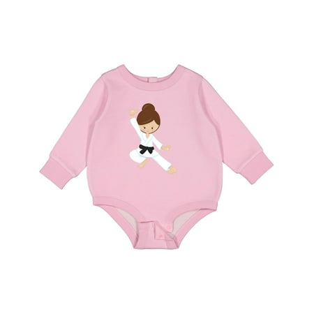 Inktastic Karate Girl, Cute Girl, Black Belt, Brown Hair Baby Fleece Bodysuit