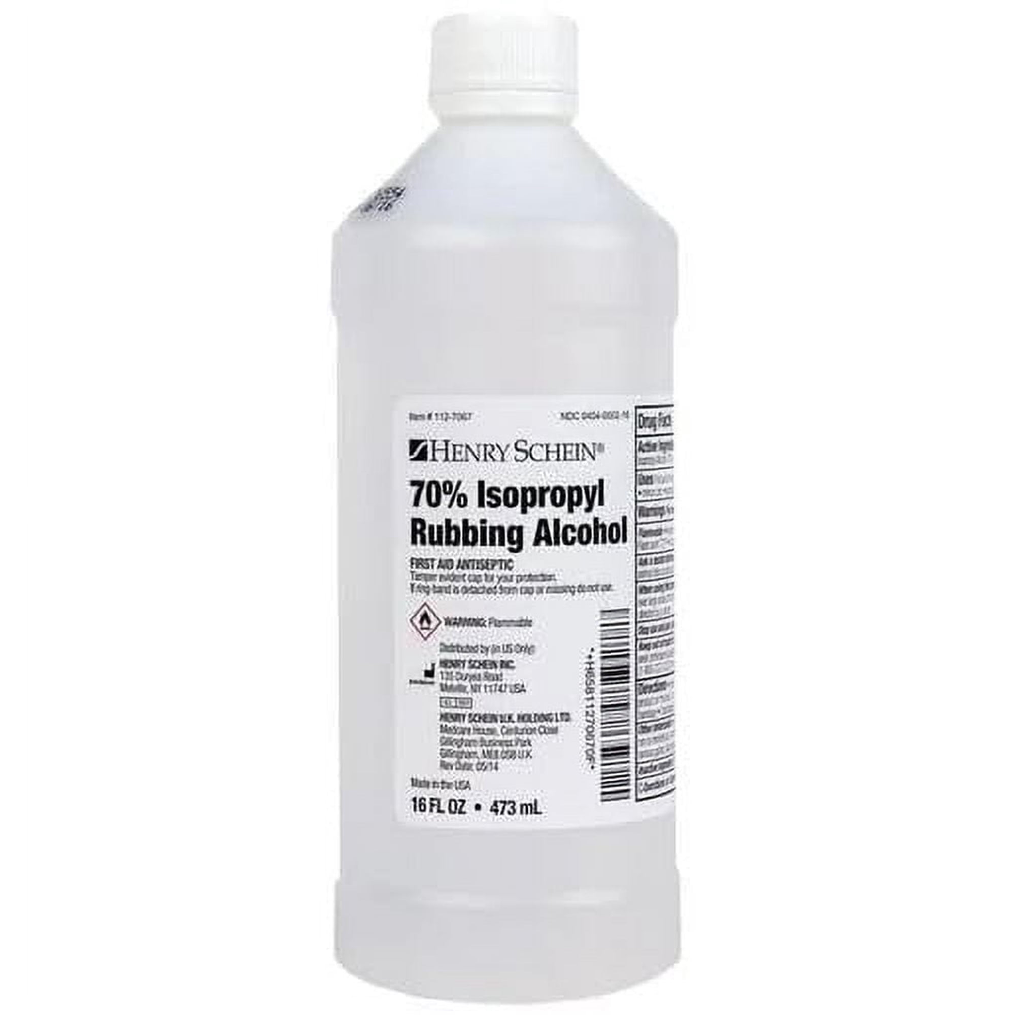 Henry Schein 70% Isopropyl Rubbing Alcohol - First Aid Antiseptic, 16 fl oz (Pack of 1)