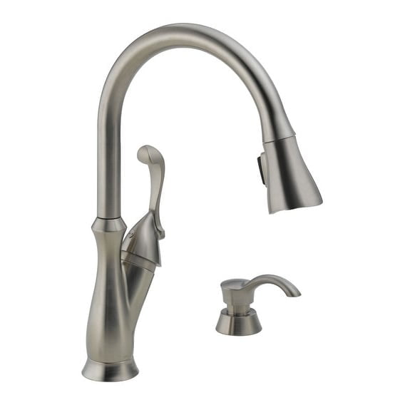 Delta Arabella Pull Down Kitchen Faucet With Soap Dispenser
