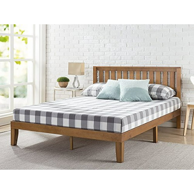Zinus OLB-PWPBHO-12T 12 Pouces Plate-Forme en Bois Lit avec Tête de Lit / Pas de Ressort de Boîte Nécessaire / Support de Lamelles en Bois / Finition de Pin Rustique, Simple