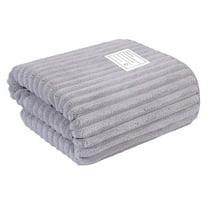 Yhmxh Fleece Throw Blanket for Kids, Small Soft & Warm Fluffy Light Grey Blanket, Silky 3D Ribbed Jacquard Lightweight Throw Blanket, Decorative and Giftable Striped Blankets for Chlidren 28"x56"