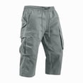 thumbnail image 5 of Zimjoy Men's Cargo Shorts Below The Knee Loose Elastic Waist Stretch Lightweight Capri Casual Outdoor Hiking Shorts with 4 Pockets Gray L, 5 of 6