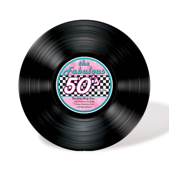 Beistle 3D Record Stand Up Decoration - 42" - Black - Pack of 4