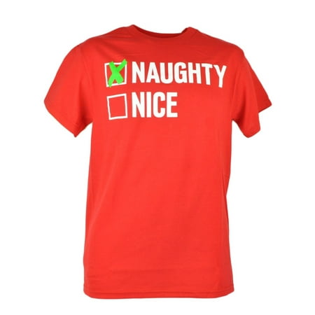 Funny Santa Claus Jokes Naughty Nice Christmas Santa Claus List Humor Funny Adult Red Tshirt Tee XLarge ()