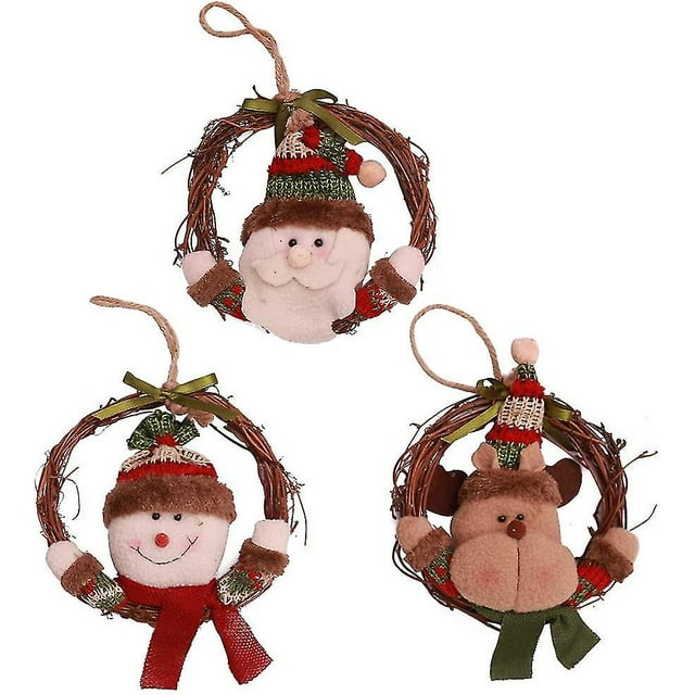 Decoraciones navideñas JanHm Corona de ratán Colgante para árbol de Navidad