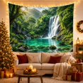 thumbnail image 3 of Multi-Tiered Waterfall in Lush Rainforest Serene Digital Art for Nature Lovers, Tropical Scenery Wall Decor, Housewarming Gift, Tapestry Wall Hanging for Bedroom and Living Room, 3 of 7