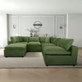 thumbnail image 5 of Fremont Mid Century Modern Modular Olive Green Velvet Comfy Sectional Couch, 5 of 6