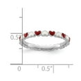thumbnail image 2 of 2.5mm 925 Sterling Silver Polished Red Enamel Stackable Red and White Enamel Love Heart Ring Size 6 Stackable Ring for W, 2 of 2