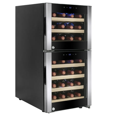 - AKDY 33 Bottles Dual Zone LED Display Touch Control Freestanding Electric Wine Cooler Compressor