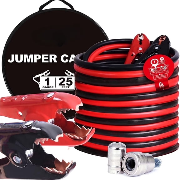 Jumper Cables Heavy Duty Automotive Booster 1 Gauge 25 Feet for Car SUV and Trucks,Car Cable Jumpers