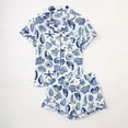 thumbnail image 2 of FASHOFT Cute Pajamas for Women Set Summer Floral Print Button Up Short Sleeve Shirts with Shorts Pj Set Lounge 2 Piece Matching Pjs Blue XL, 2 of 3