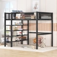 thumbnail image 2 of Aukfa Metal Twin Loft Bed for Kids Teens, 4-Tier Shelves, Storage Bookcase, Heavy Duty, Black, 2 of 9