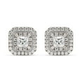 thumbnail image 2 of 1 Carat Princess Cut Lab Created Moissanite Diamond Double Halo Stud Earrings In 10K Solid White Gold Jewelry For Women (G-H Color, VVS1 Clarity, 1 Cttw), 2 of 7
