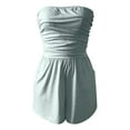 thumbnail image 4 of Pavied Jumpsuits for Women,Rompers for Women,Women’s Strapless Tube Ruffle Ruched Summer Sexy A Line Mini Dress Trendy Short Romper Jumpsuits,Overalls for Women,One Piece Jumpsuits,Green L, 4 of 5