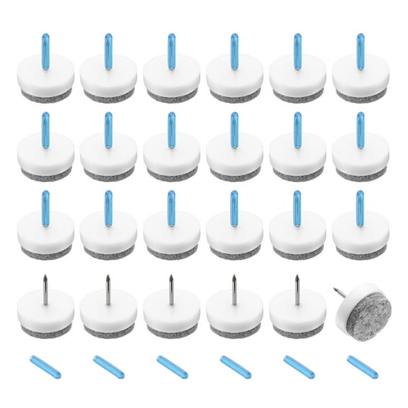 Uxcell 24Pcs Nail-on Felt Furniture Pads, Round Felt Pads Furniture Sliders Floor Protectors for Wooden Furniture Table Sofa Chair Leg (24mm, White)