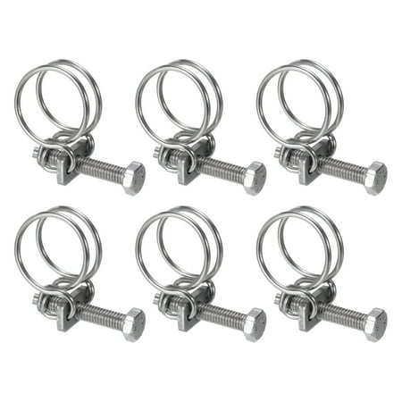 

Uxcell 6Pack Double Wire Hose Clamp 18-22mm Adjustable Stainless Steel Wire Tube Hose Clip with M6 Bolt