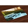 thumbnail image 1 of Ambesonne River Place Mats Set of 4, Sunrise Springtime Pines, Standard Size, Apple Green Pale Blue, 1 of 4