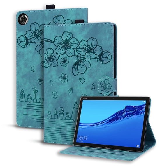 ELEHOLD for Lenovo Tab M10 Plus 3rd Gen 10.6" (2022) Leather Case,Embossed Flower Pattern Flip Case Card Slots Kickstand Magnetic Clasp Shockproof Protective Case for Lenovo Tab M10 Plus,Green