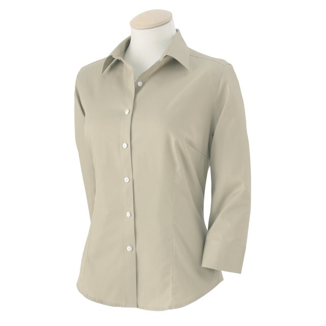 Van Heusen Button Down Dress Shirt 13V0527 Womens 3/4 Sleeve Twill