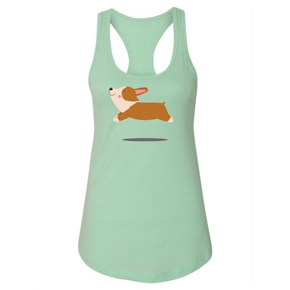 Jumping Corgi Dog Tank Women -Image by Shutterstock, Female Medium