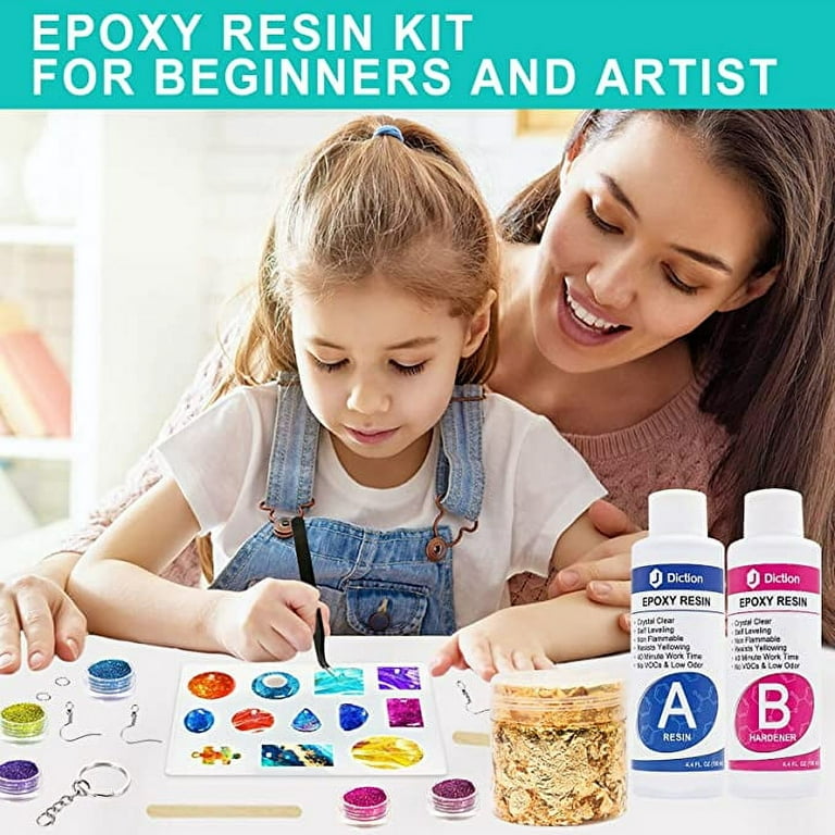 JDiction Epoxy Resin Kit for Beginners with Resin Molds Pigment Glitter for  Jewelry Keychain Earring Making 