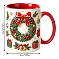 thumbnail image 7 of Novryn Christmas Coffee Mug, 2D Ceramic Cup With Raised Wreath Design for Coffee and Milk, 10 oz, Red, 7 of 7