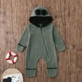 thumbnail image 3 of Baby Fluffy Hooded Romper Outfits Cute Baby Clothes Baby Snow Suit for Little Girl 6-12 Months, 3 of 7