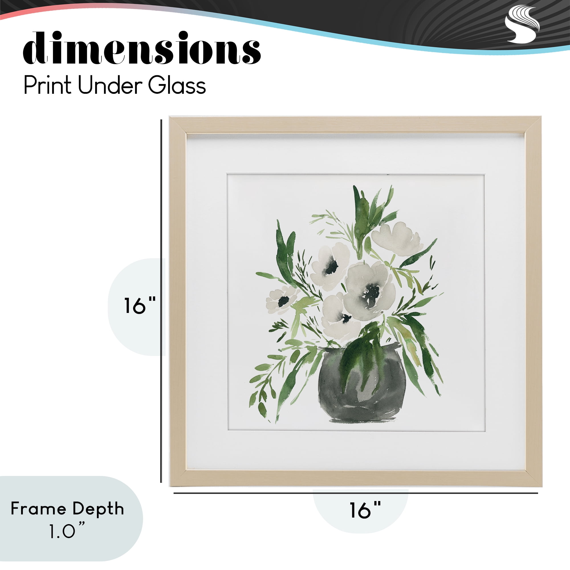 Stupell Industries Rounded White Anemones Birch Framed Print Under Glass, design by Lucille Price