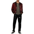 thumbnail image 2 of Chaqueta de hombre INSPIRE CHIC, chaqueta de béisbol con lentejuelas de argyle, chaqueta brillante para fiesta y club, XL roja, 2 of 6