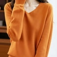 thumbnail image 6 of Women's Casual Semi High Neck Loose Fit Sweater Knit Top Solid Color Soft Comfortable Everyday Wear Loungewear Travel Outfits Fashion Essential Gift for Ladies | CSEONE,Orange XL, 6 of 8