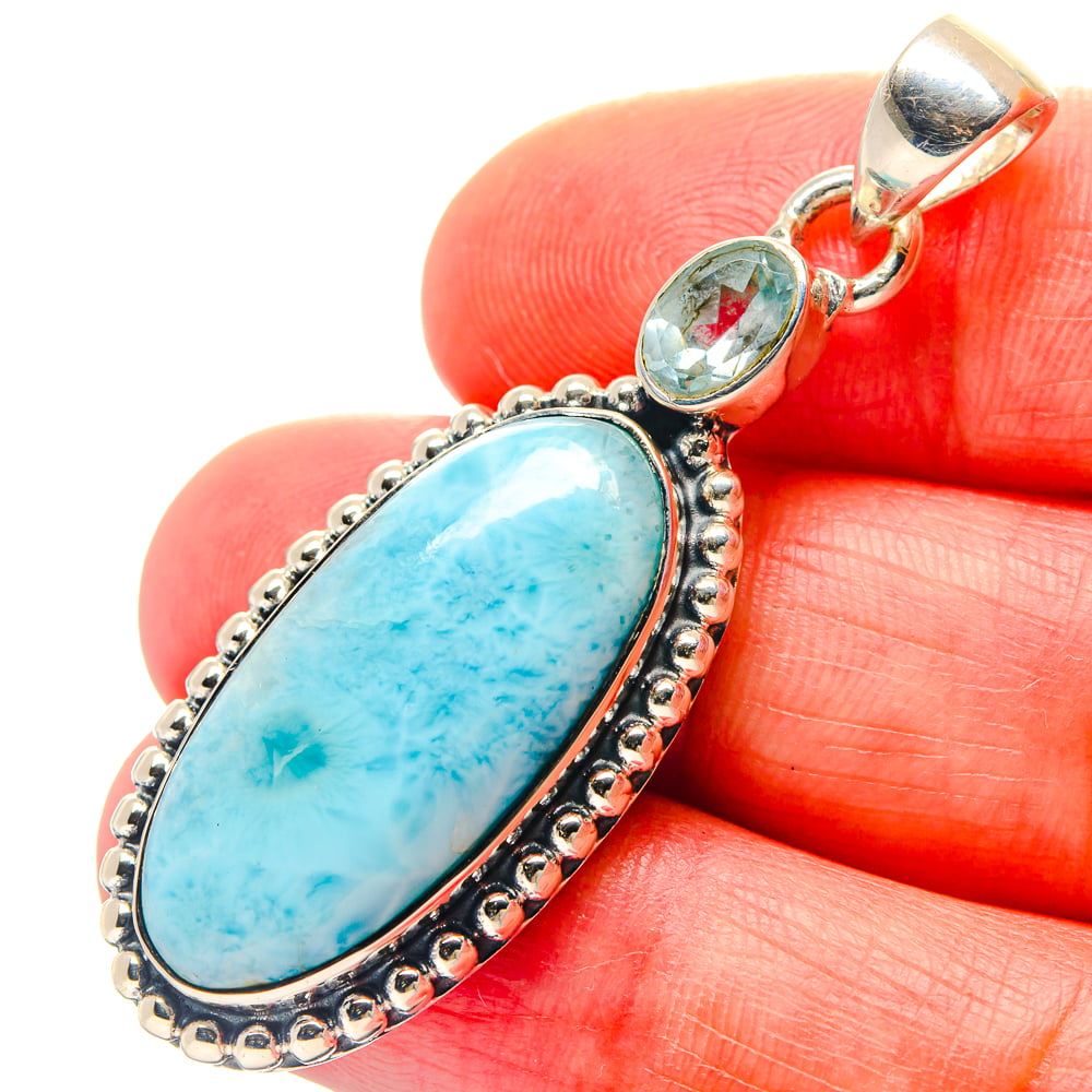 925 Silver Plated Simulated LARIMAR Marquise Gems Old Style Design Earrings 