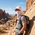 thumbnail image 6 of IAJFHAFS 3 In 1 Summer Cooling Balaclava Breathable Sun Protection Hood with Neck Guard & Face Mask Outdoor Activities Sun Hat for Men Women Pink, 6 of 7