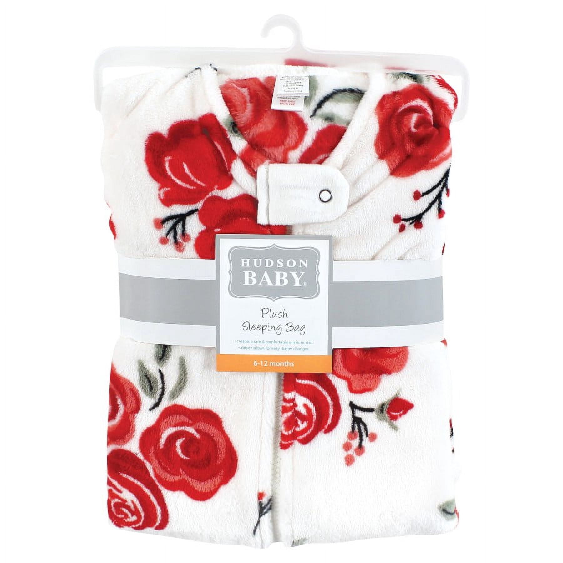 Hudson Baby Infant Girl Plush Sleeping Bag, Sack, Blanket, Red Rose Floral, 12-18 Months