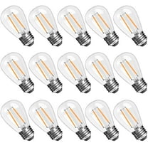 ROMANJOY 15 Pack S14 Replacement Led Light Bulbs for Outdoor String Lights, 2700K Warm White 2W E26 Medium Screw Base Edison Bulbs Equivalent 20Watt, for Commercial Outdoor Patio Garden Vintage Lights