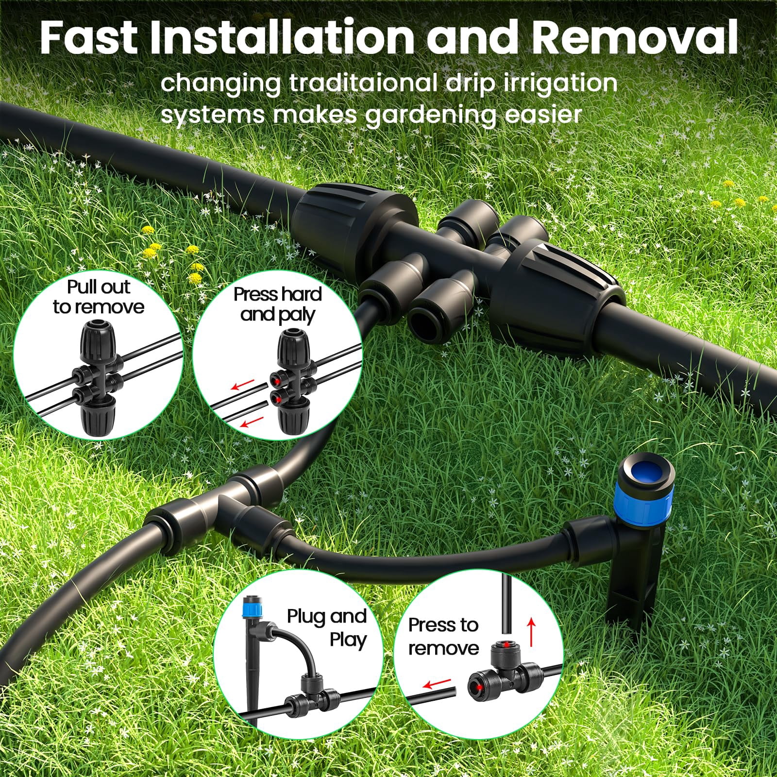 230FT Drip Irrigation System Kit Automatic Garden Watering System with Adjustable Nozzles Sprinklers for Garden Greenhouse Lawn