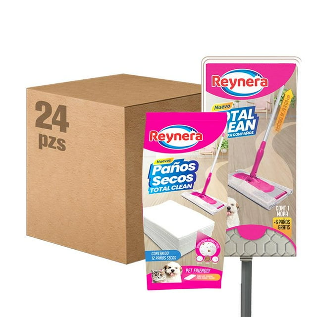 Reynera Kit Mop Total Clean 24 Repuestos de Paños Secos | Limpieza Rápida y Eficiente para Todo Tipo de Piso 6-0-5289