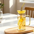 thumbnail image 4 of EGNMCR Kitchen Gadgets 400ml Glass Water Cup With Cup Lid And Glass Straw Fruit Patterns Decoration Beverage Cup Coffee Cup Cold Drink Cup Outdoor Or Home Office Drinking Cup glass water cup, 4 of 6