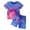 Blue, variant on Gubotare Girls Sets 2 Piece Outfits Girls 2 Piece Outfit Ruffle Trim Tee Top with Paperbag Waist Shorts Set (Blue,2-3 Years)