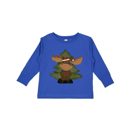 

Inktastic Christmas Moose Tree Boys or Girls Long Sleeve Toddler T-Shirt