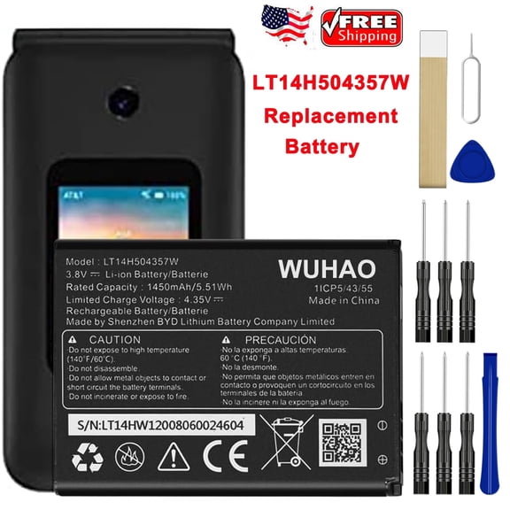 New Battery for AT&T Cingular Flip IV U102AA TL14H504357W for AT&T Cingular Flip IV U102AA 4G Battery 1450mAh