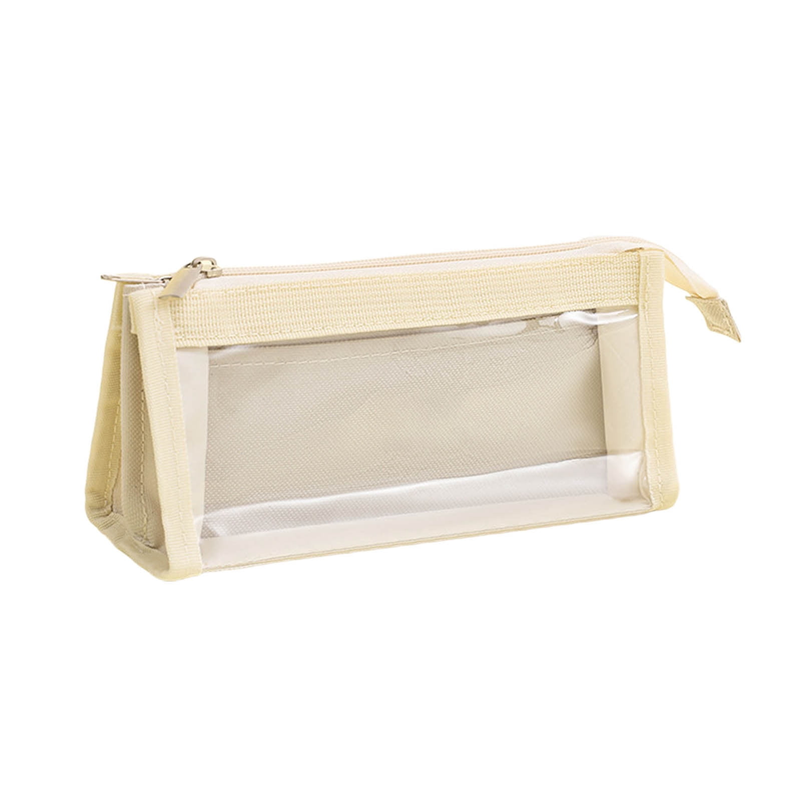 bbymog School Pencil Case Transparent Mesh Pencil Bag Large Capacity Zipper Storage Bag Student Exam Special Portable Pencil Bag Stationery Bag Beige Free Size