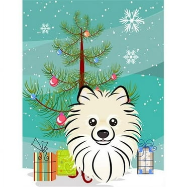 Christmas Tree and Pomeranian Flag Canvas House Size BB1579CHF