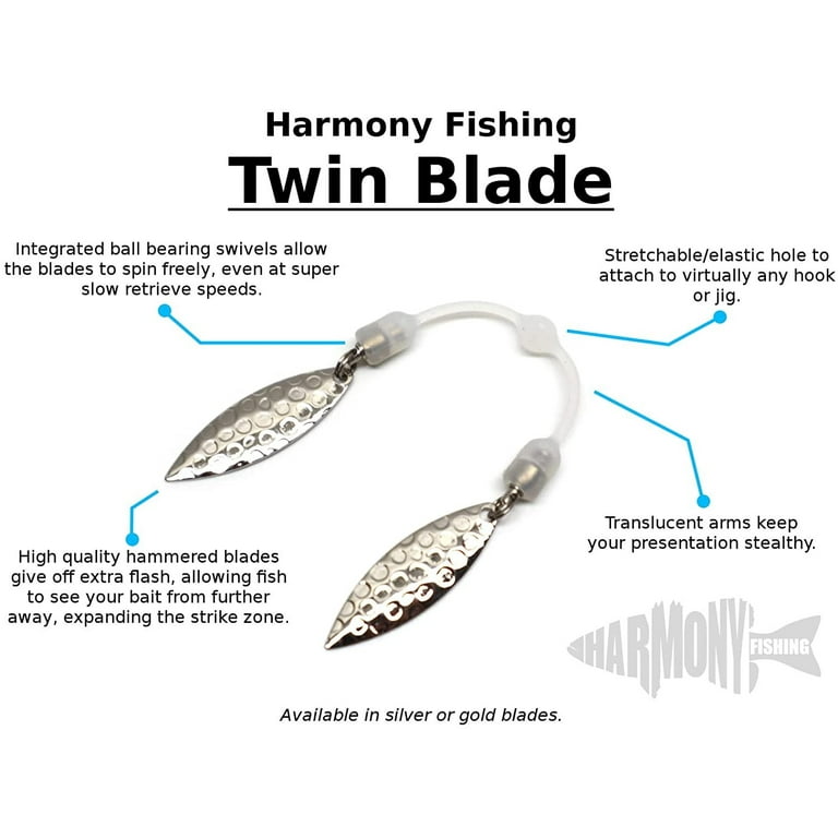 Harmony Fishing – Twin Blade Slip-On Spinner Blades for Fishing Lures/jigs (6 Pack)