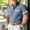 Sky Blue, variant on Men's Lapel Caller Shirt Summer Button down Short Sleeve Tops Color Patchwork Casual Tee with Pockets ,XXL